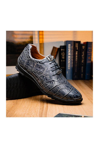 Marco Di Milano Vulcan Gray Alligator Derby Sneakers (MDM1195)