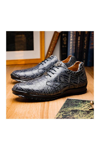 Marco Di Milano Vulcan Gray Alligator Derby Sneakers (MDM1195)