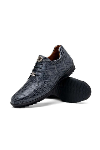 Marco Di Milano Vulcan Gray Exotic Alligator Derby Sneakers (MDM1195)