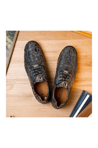 Marco Di Milano Vulcan Gray Exotic Alligator Derby Sneakers (MDM1195)