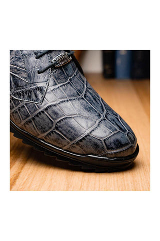 Marco Di Milano Vulcan Gray Exotic Alligator Derby Sneakers (MDM1195)