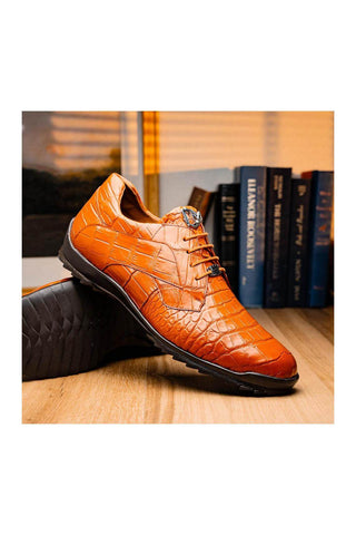 Marco Di Milano Vulcan Honey Exotic Alligator Derby Sneakers (MDM1195)
