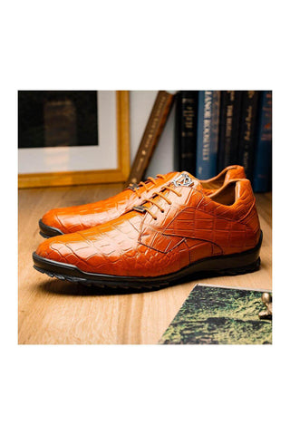 Marco Di Milano Vulcan Honey Exotic Alligator Derby Sneakers (MDM1195)