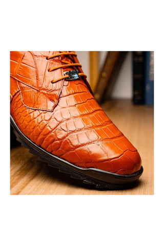 Marco Di Milano Vulcan Honey Exotic Alligator Derby Sneakers (MDM1195)