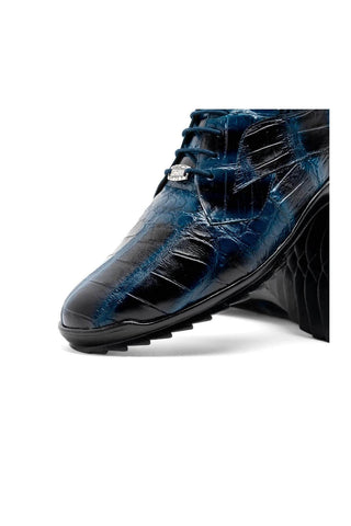 Marco Di Milano Vulcan Navy Exotic Alligator Derby Sneakers (MDM1195)