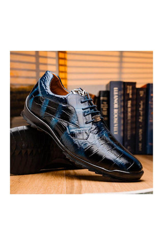 Marco Di Milano Vulcan Navy Exotic Alligator Derby Sneakers (MDM1195)