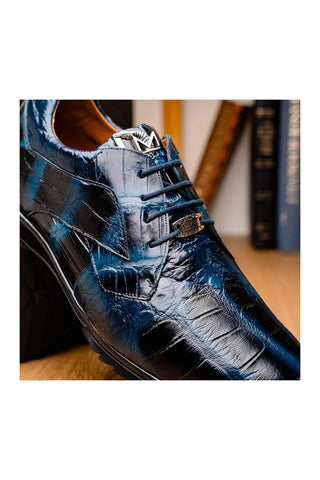 Marco Di Milano Vulcan Navy Exotic Alligator Derby Sneakers (MDM1195)