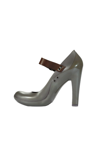 Marni PVC01 Dark Gray Rubber & Leather Pumps (MARNI1502)