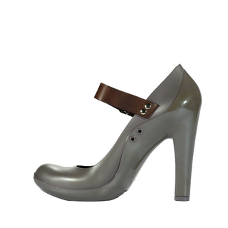 Marni PVC01 Women's Shoes Dark Gray Rubber & Calf-Skin Leather Pumps (MARNI1502)-AmbrogioShoes