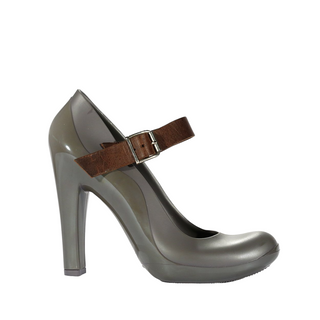 Marni PVC01 Women's Shoes Dark Gray Rubber & Calf-Skin Leather Pumps (MARNI1502)-AmbrogioShoes