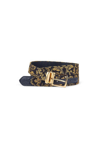 Mauri 0100/35 Men's Alligator Skin & Gobelins Fabric Belt (MAB1053)