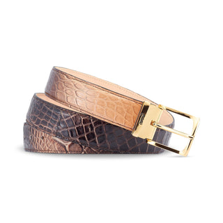 Mauri 0100/35 Men's Brown Combo Exotic Alligator Belt (MAB1056)-AmbrogioShoes