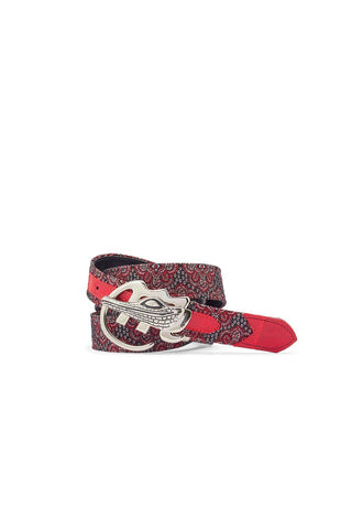Mauri 0100/35 Men's Crocodile Skin & Matahari Fabric Belt (MAB1045)