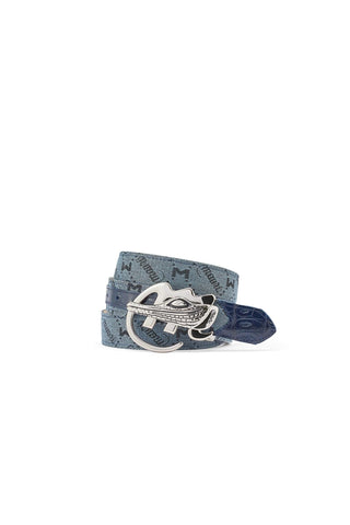 Mauri 0100/35 Men's Crocodile Skin & Mauri Fabric Belt (MAB1043)