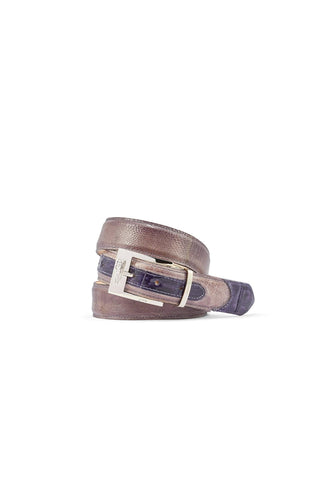 Mauri 0100/35 Men's Crocodile Skin & Ostrich Leg Belt (MAB1036)