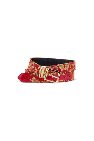 Mauri 0100/35 Men's Exotic Alligator Skin & Gobelins Fabric Belt (MAB1053)