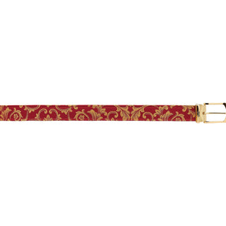 Mauri 0100/35 Men's Red Exotic Alligator / Gobelins Fabric Belt (MAB1053)-AmbrogioShoes