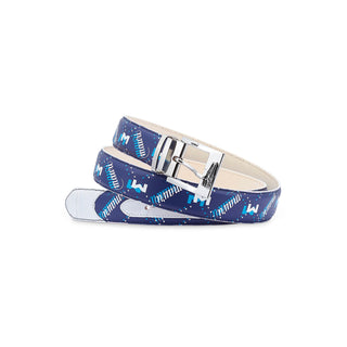 Mauri 0100/35 Men's White & Blue Exotic Crocodile / Nappa Leather Belt (MAB1055)-AmbrogioShoes