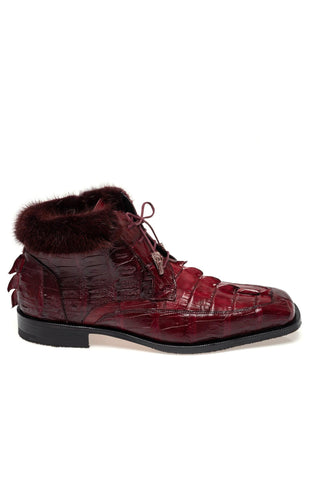 Mauri 1027 Cave Crocodile Skin / Hornback / Mink Shearling Ankle Boot (MA5690)