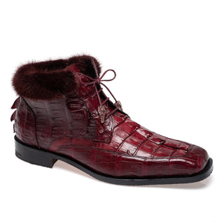 Mauri 1027 Cave Men's Shoes Exotic Crocodile Skin / Hornback / Mink Shearling Ankle Boot (MA5690)(Special Order)-AmbrogioShoes
