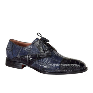 Mauri 1052 Men's Handmade Pantheon Alligator Hand-Painted Blue Oxfords (MA3002)-AmbrogioShoes