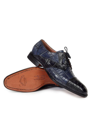Mauri 1052 Pantheon Alligator Hand-Painted Blue Oxfords (MA3002)
