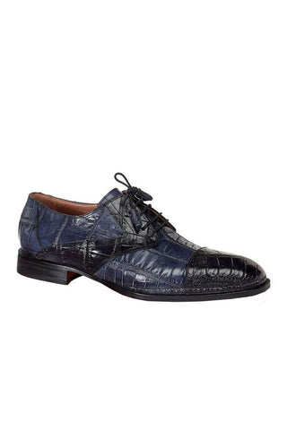 Mauri 1052 Pantheon Alligator Hand-Painted Blue Oxfords (MA3002)