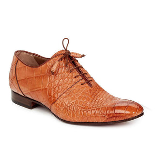 Mauri 1078 Men's Handmade Echo Alligator Hand-Painted Cognac Oxfords (MA3004)(Special Order)-AmbrogioShoes