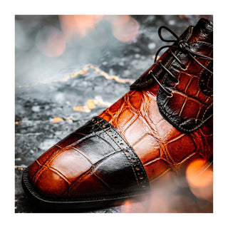 Mauri 1087/2 Flawless Men's Shoes Exotic Alligator Skin Cap-Toe Derby (MA5595)-AmbrogioShoes
