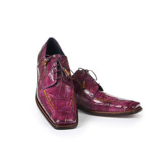 Mauri 3029 Prince Men's Designer Shoes Burgundy Body Alligator Oxfords (MA5000)-AmbrogioShoes