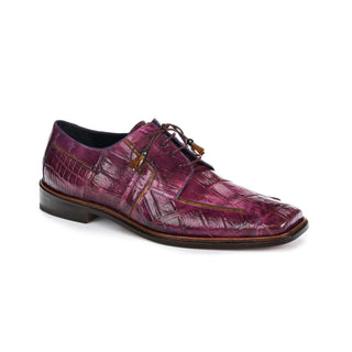 Mauri 3029 Prince Men's Designer Shoes Burgundy Body Alligator Oxfords (MA5000)-AmbrogioShoes