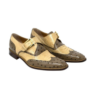 Mauri Corleone Men's Shoes Multi Color Exotic Ostrich Dress Monkstraps Loafers 3040 (MA5105)-AmbrogioShoes