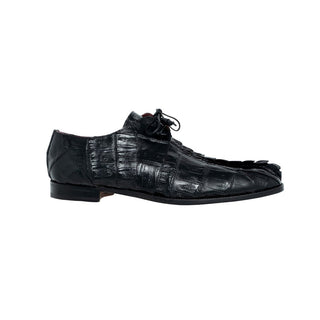 Mauri Jurassic Men's Shoes Black Exotic Horn-Back Caiman Crocodile Oxfords 3044 (MA5114)-AmbrogioShoes