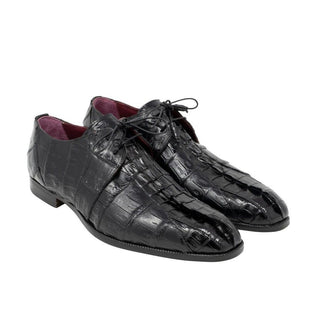 Mauri Jurassic Men's Shoes Black Exotic Horn-Back Caiman Crocodile Oxfords 3044 (MA5114)-AmbrogioShoes