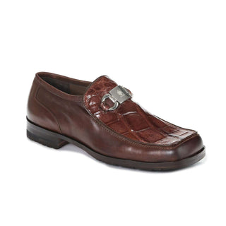 Mauri 3045 Blade Men's Designer Shoes Sport Rust Brown Calf-Skin Leather and Body Alligator Loafers (MA5014)-AmbrogioShoes