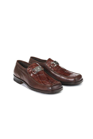 Mauri 3045 Blade Sport Rust Brown Leather and Body Alligator Loafers (MA5014)