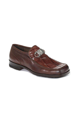 Mauri 3045 Blade Sport Rust Brown Leather and Body Alligator Loafers (MA5014)