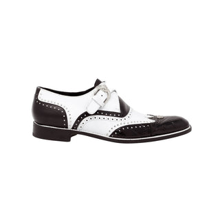 Mauri God Father Men's Shoes Black and White Alligator / Calf-Skin Leather Dress Monk-Straps Loafers 3051 (MA5111)-AmbrogioShoes