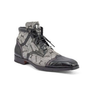 Mauri 3069 Jetset Exotic Alligator Skin /Ostrich Leg / Mauri Fabric Derby Boots (MA5396)(Special Order)-AmbrogioShoes