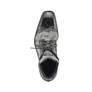 Mauri 3069 Jetset Men's Shoes Exotic Alligator Skin /Ostrich Leg / Mauri Fabric Derby Boots (MA5396)-AmbrogioShoes