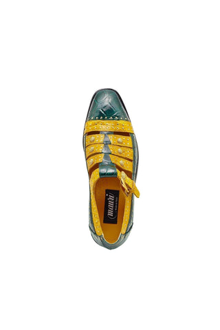 Mauri 3082 Olympus Hunter Green & Yellow Alligator / Crocodile Flanks Loafers (MA5312)