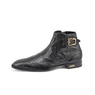 Mauri 3083 Pastor Men's Shoes Black Exotic Python Boots (MA5373)-AmbrogioShoes