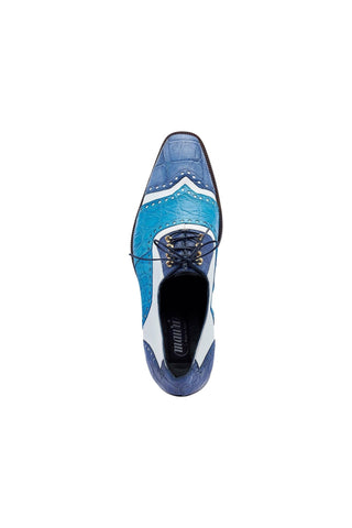 Mauri 3093 Lucky Two-Tone Blue & White Alligator/ Leather Oxfords (MA5428)