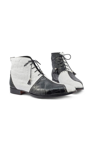 Mauri 3095 Othello Black & White Exotic Alligator Boots (MA5397)