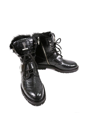 Mauri 3240 Smoke Alligator / Mink / Leather Strap Derby Boots (Made to Order)-AmbrogioShoes