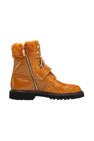 Mauri 3240 Smoke Alligator / Mink / Leather Strap Derby Boots (Made to Order)-AmbrogioShoes