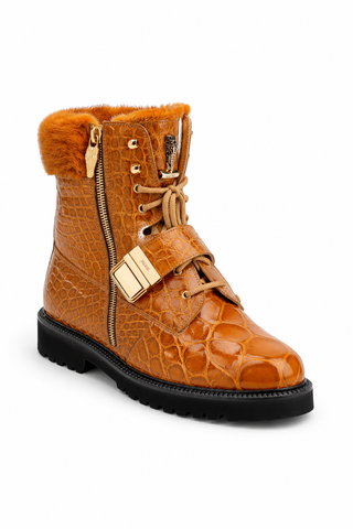 Mauri 3240 Smoke Alligator / Mink / Nappa Strap Derby Boots (MA5584)