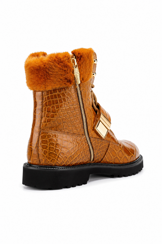 Mauri 3240 Smoke Alligator / Mink / Nappa Strap Derby Boots (MA5584)