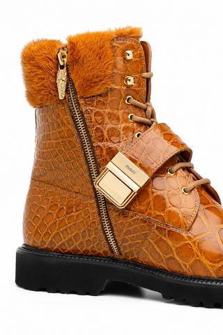 Mauri 3240 Smoke Alligator / Mink / Nappa Strap Derby Boots (MA5584)