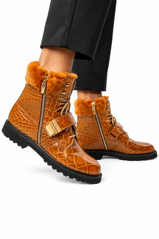 Mauri 3240 Smoke Alligator / Mink / Nappa Strap Derby Boots (MA5584)